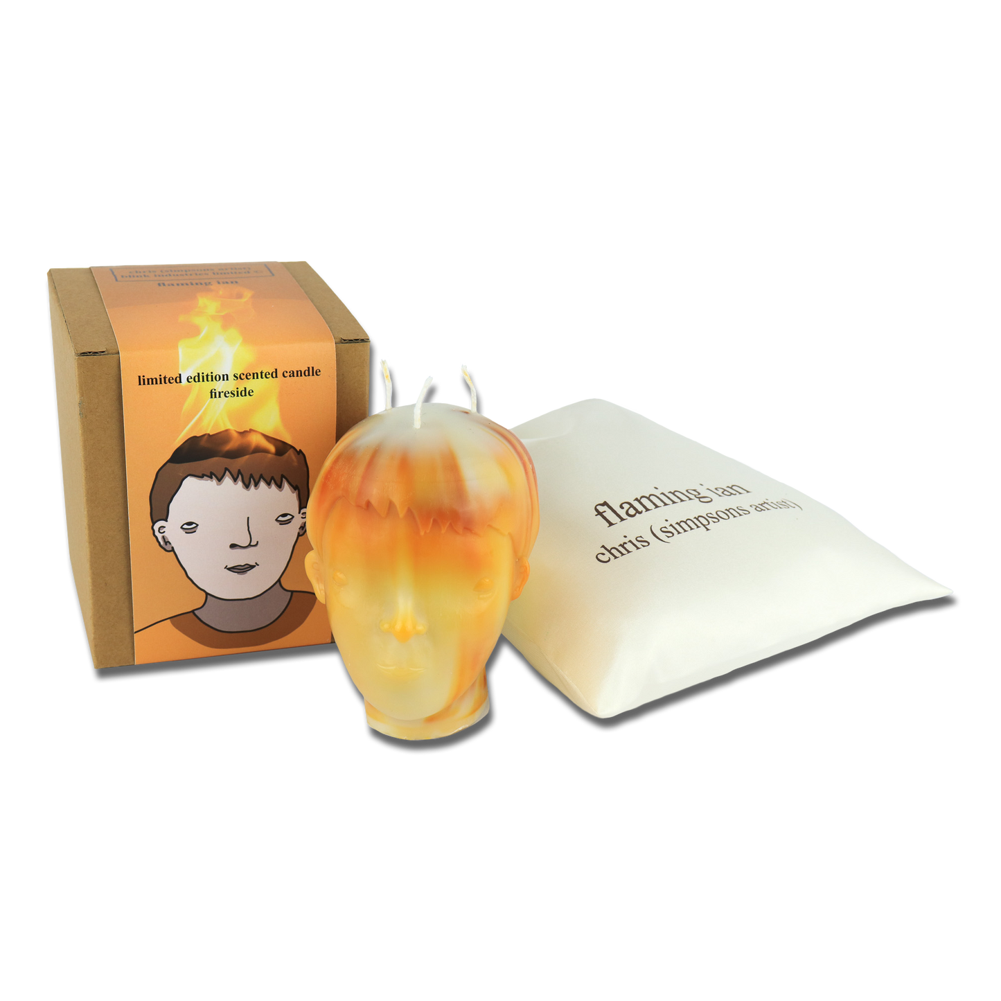 flaming ian flammable wax artwork